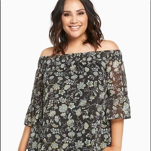 🔆Torrid Floral Print Chiffon Off Shoulder Top🔆
